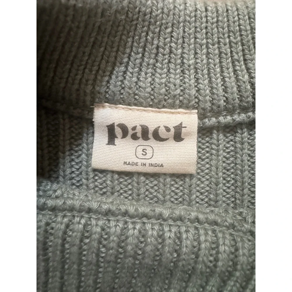 Pact Mens Small Sage Green 100% Organic Cotton Ribbed Knit Crewneck Sweater